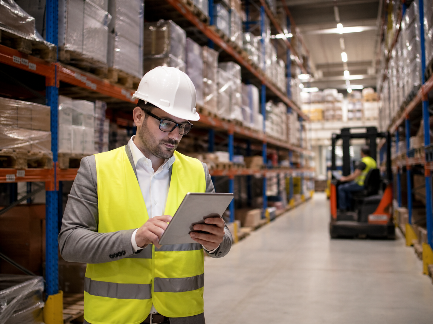 Field operations employee using a tablet